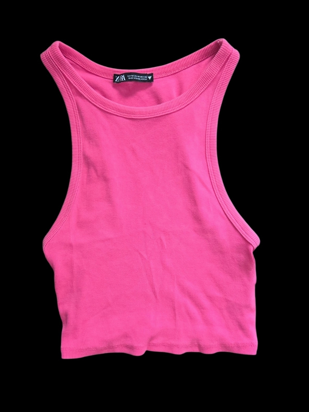 Zara Bright Pink Ribbed Cropped Tank
